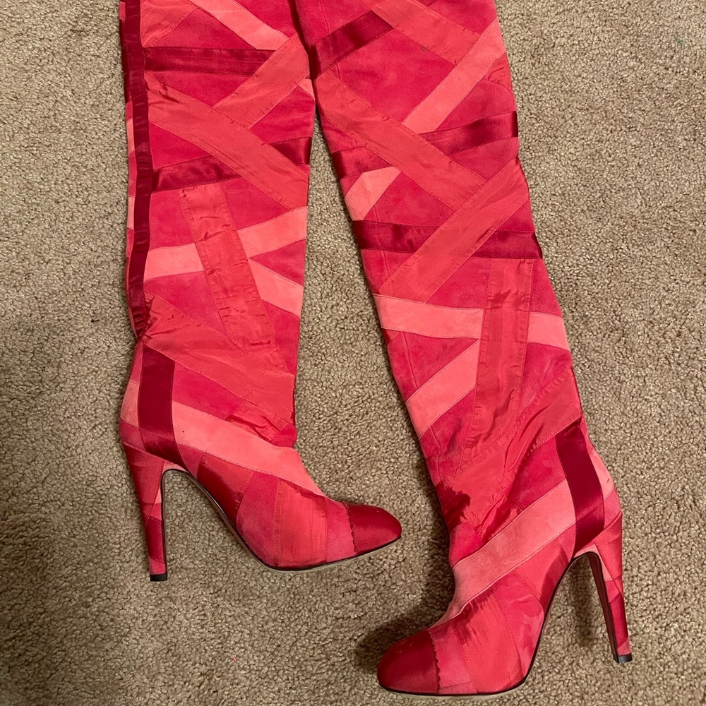 Chanel Paris Cosmopolite Pink Patchwork Boots